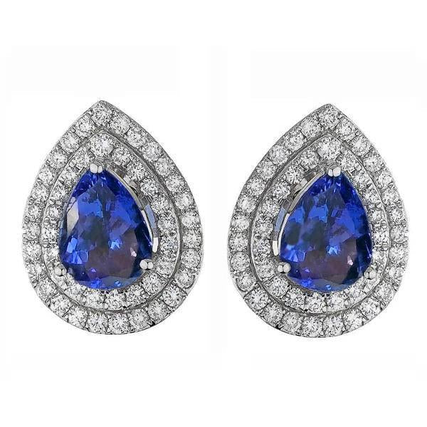 Damen Ohrstecker Pave Halo 3,96 Karat Blau Tansanit & Diamanten - harrychadent.de