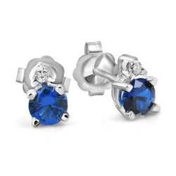 Damen Ohrstecker aus Weißgold mit blauem Saphir und Aus der Erde Abgebauter Natürlicher Diamanten 3.30 ct
