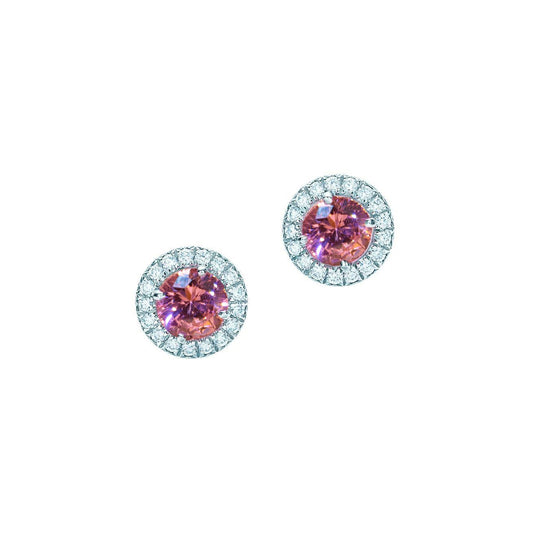 Damen Ohrstecker mit rosa Saphir und Diamanten 4,50 ct Neu - harrychadent.de