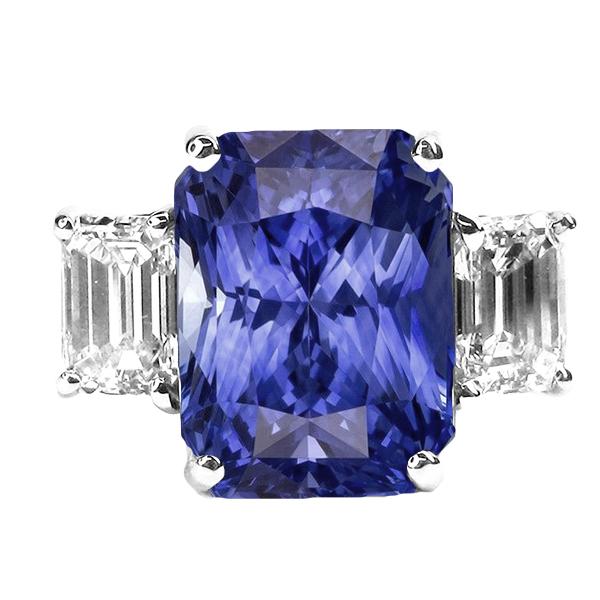 Damen Radiant 3 Stone Blue Saphir Ring 7 Karat Smaragddiamanten - harrychadent.de