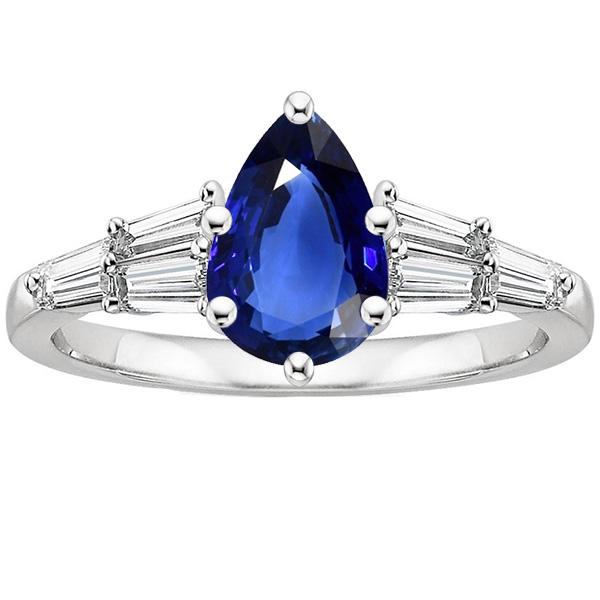 Damen Ring Blauer Saphir Mit Baguette Diamant Akzenten 4 Karat - harrychadent.de
