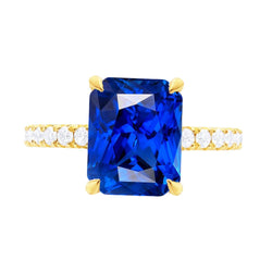 Damen Runder Diamant Schmuck New Radiant Ceylon Saphir Ring 4 Karat