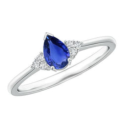 Damen Runder Aus der Erde Abgebauter Natürlicher Diamantring Birne Ceylon Saphir Mit Akzenten 3,25 Karat
