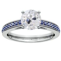 Damen Runder alter Bergmann Aus der Erde Abgebauter Natürlicher Diamant Blauer Saphir Ring 4,50 Karat