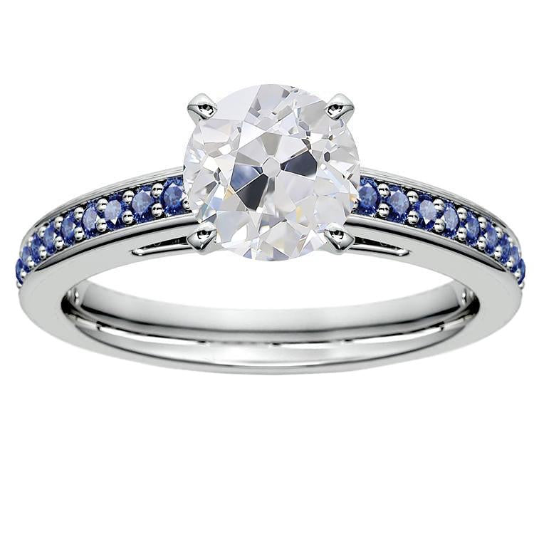 Damen Runder alter Bergmann Diamant Blauer Saphir Ring 4,50 Karat - harrychadent.de