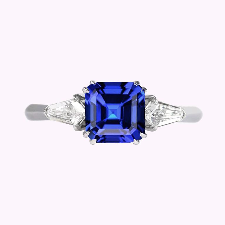 Damen Saphir Ring Asscher Cut 2.50 Karat Konische Baguette Diamanten - harrychadent.de