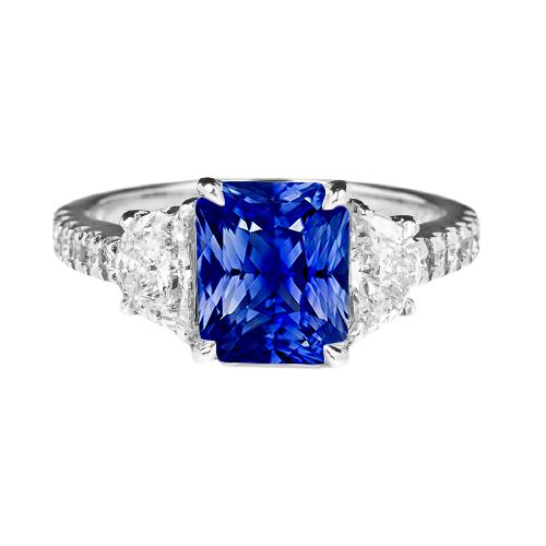 Damen Saphir Ring Halbmond Runde Akzente 3 Steine Stil 3,50 Karat - harrychadent.de