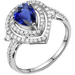 Damen Schmuck Doppel Halo Ehering Blauer Saphir 3.50 Karat