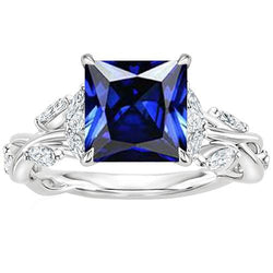 Damen Schmuck Marquise Diamant & Princess Blue Sapphire Ring 4 Karat