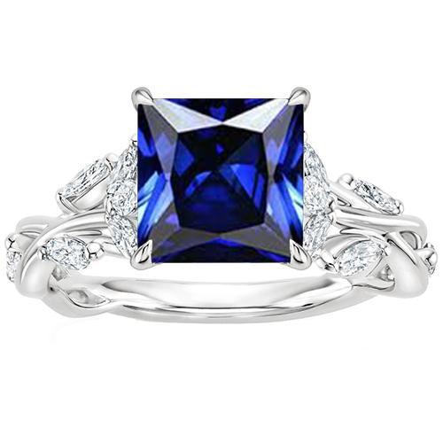 Damen Schmuck Marquise Diamant & Princess Blue Sapphire Ring 4 Karat - harrychadent.de