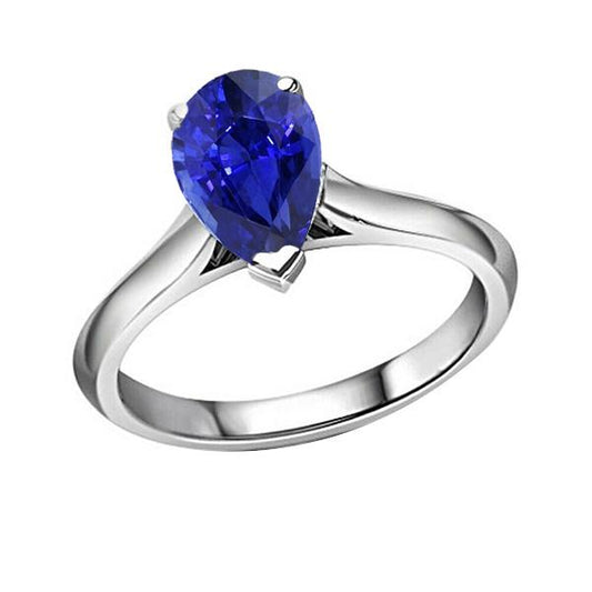 Damen Schmuck Solitaire Birnenschliff Ceylon Saphir Ring 2 Karat - harrychadent.de