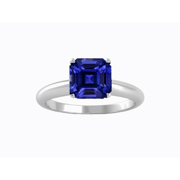 Damen Solitaire Asscher Shaped Ring Blauer Saphir 1,50 Karat - harrychadent.de