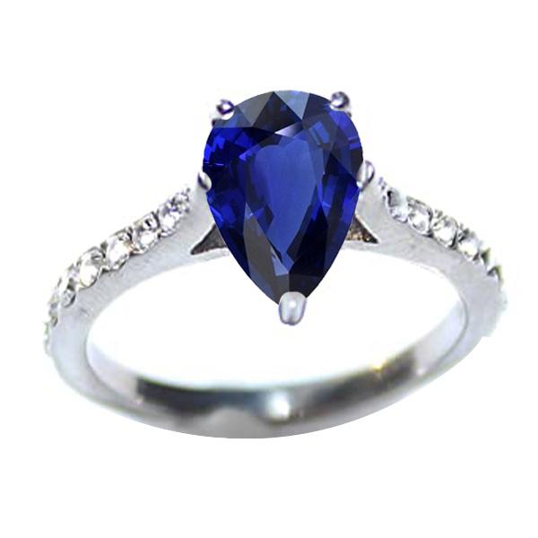 Damen Solitaire Birne Blauer Saphir Mit Akzenten Diamantring 3 Karat - harrychadent.de