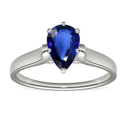 Damen Solitaire Birne Sri Lanka Saphir Ring Weißgold 2 Karat