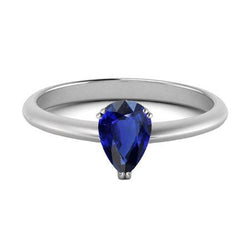 Damen Solitaire Birnenblauer Saphirring 1 Karat Doppelstift-Set