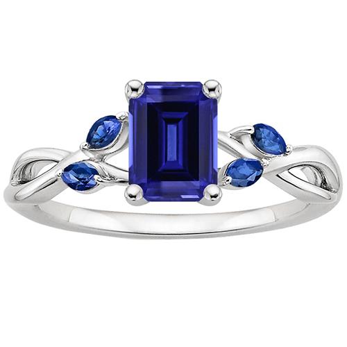 Damen Solitaire Blauer Saphirring mit Marquise-Akzenten 3,50 Karat - harrychadent.de