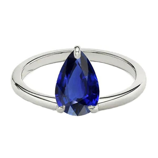 Damen Solitaire Ehering Birnenschliff Blauer Saphir 2.50 Karat - harrychadent.de