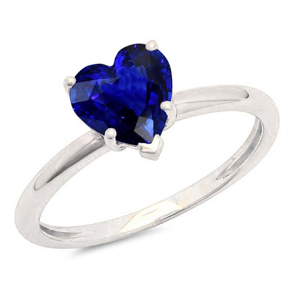 Damen Solitaire Herzförmiger Ring Natürlicher blauer Saphir 2 Karat - harrychadent.de