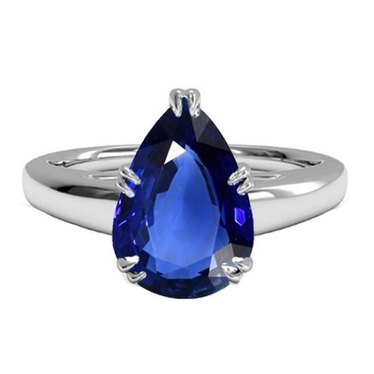 Damen Solitaire Jubiläumsring Blauer Saphir 3 Karat - harrychadent.de