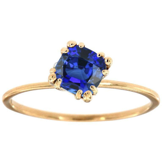 Damen Solitaire Kissen Blauer Saphirring 2,50 Karat Dreifache Zinken - harrychadent.de