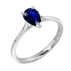 Damen Solitaire Ring Birnenförmiger Ceylon Saphir 14K Gold 1 Karat