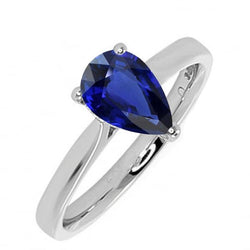 Damen Solitaire Ring Tropfenform Birne Ceylon Saphir 3 Karat