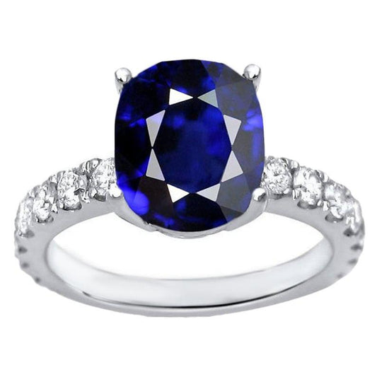 Damen Solitaire Saphirring im Ovalschliff & Diamanten mit Akzent 5,50 Karat - harrychadent.de