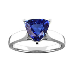 Damen Solitaire Trillion Saphir Ring 1,50 Karat Weißgold Schmuck