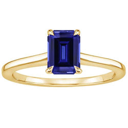 Damen Solitärring Gelbgold Smaragd Ceylon Saphir 2.50 Karat