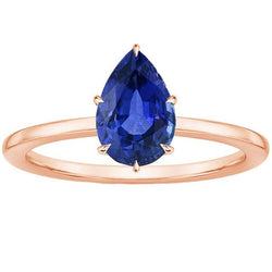 Damen Solitärring Roségold Birne Ceylon Saphir Krappen Set 4 Karat
