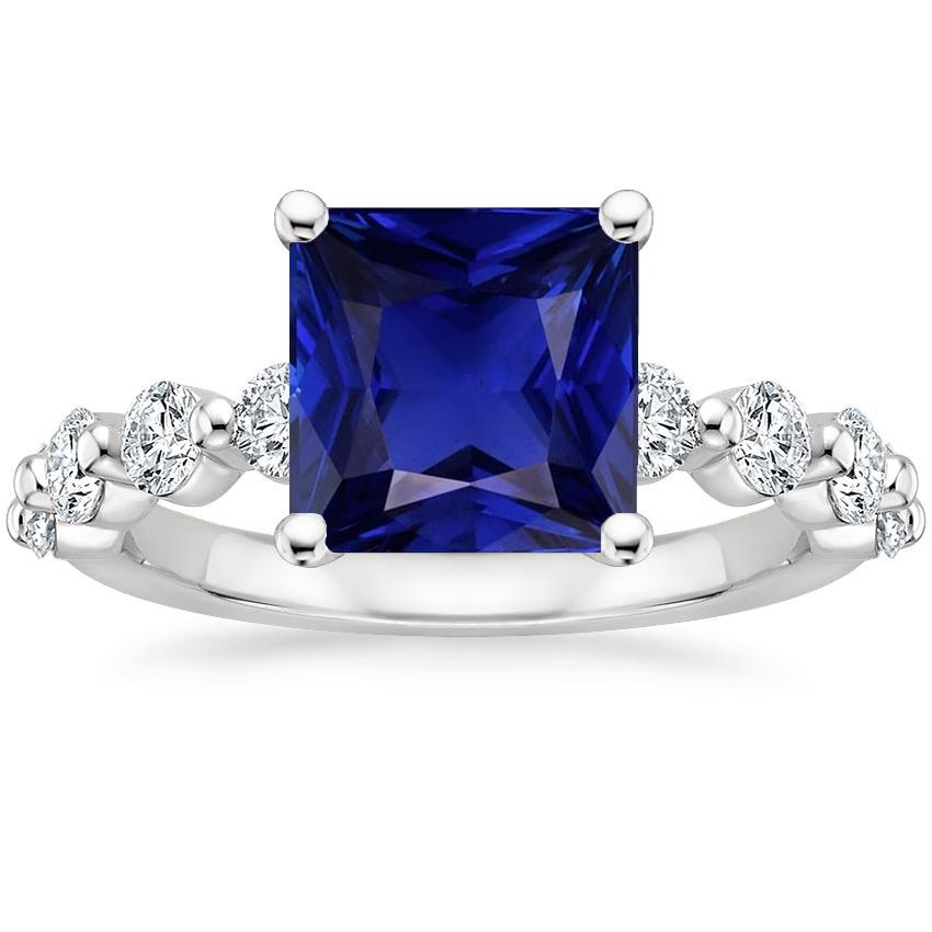 Damen Solitärring mit Akzenten 6 Karat Princess Cut Blauer Saphir - harrychadent.de