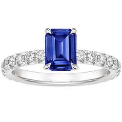 Damen Solitärring mit Akzenten Blauer Saphir & Aus der Erde Abgebauter Natürlicher Diamant 4,50 Karat