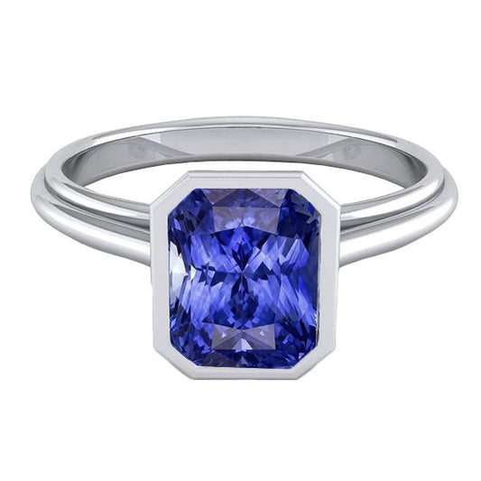 Damen-Solitärring mit Saphir im Radiant-Schliff-Lünette-Set 2,50 Karat - harrychadent.de