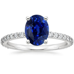 Damen-Verlobungsring Blauer Saphir & Pavé-Set Diamanten 5,25 Karat