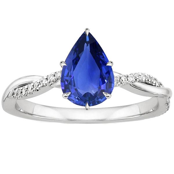 Damen Verlobungsring Diamant & Birne Blauer Saphir Weißgold 5 Karat - harrychadent.de