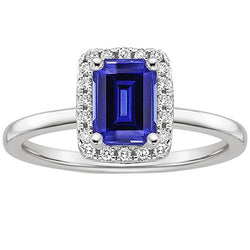 Damen Verlobungsring Smaragd Sri Lanka Saphir & Aus der Erde Abgebauter Natürlicher Diamant 4 Karat