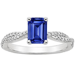 Damen Verlobungsring mit Aus der Erde Abgebauter Natürlicher Diamant & Smaragd Ceylon Saphir 4,25 Karat