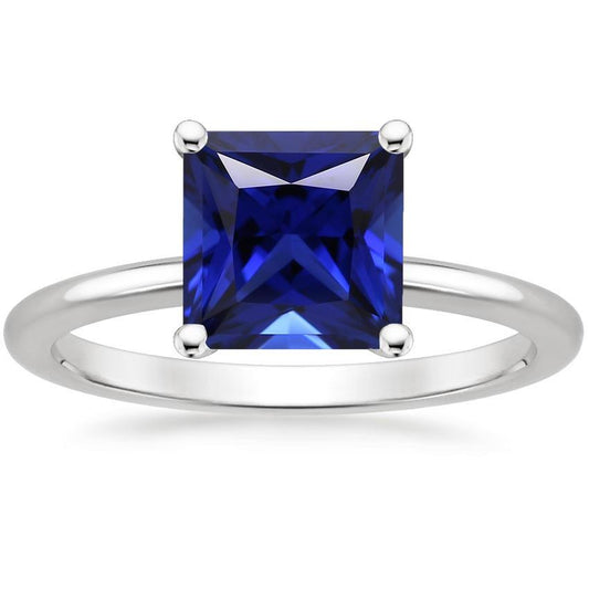 Damen Weißgold Solitaire Ring Princess Blue Sapphire Schmuck 5 Karat - harrychadent.de