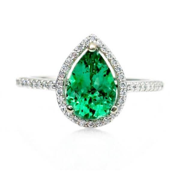 Damenring 5,25 Karat Grüner Smaragd und Diamant Weißgold 14K - harrychadent.de