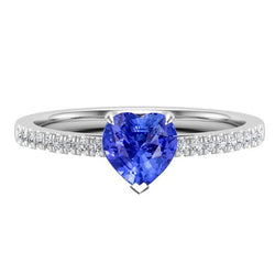 Damenring Herz Ceylon Saphir mit Pave Aus der Erde Abgebauter Natürlicher Diamant Akzenten 2 Karat