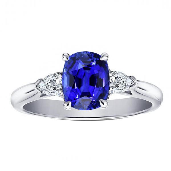 Diamant 3 Stein Birne & Oval Blauer Saphir Ring 3 Karat Damenschmuck - harrychadent.de