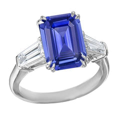 Aus der Erde Abgebauter Natürlicher Diamant 3 Stein Ehering Smaragd Ceylon Saphir 3,50 Karat