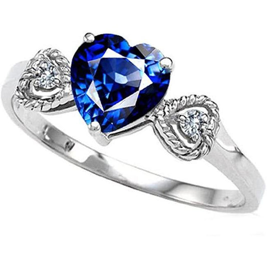 Diamant 3-Stein-Verlobungsring Herz Blauer Saphir 2.25 Karat - harrychadent.de