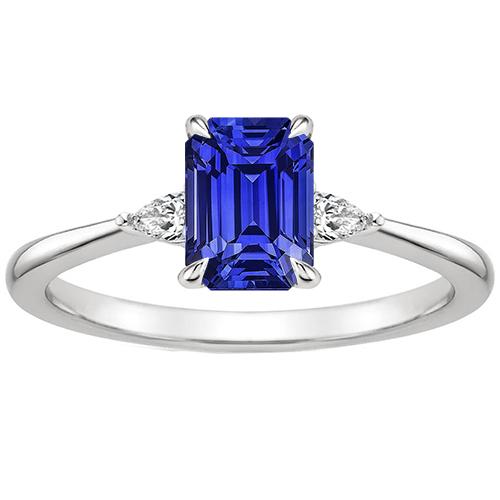 Diamant 3 Steine Ring Smaragd & Birne Blauer Saphir 3.25 Karat - harrychadent.de