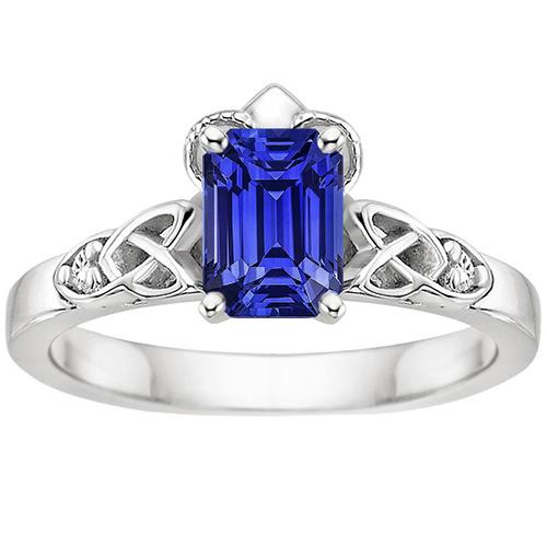 Diamant 3 Steine Ring Smaragdblauer Saphir Vintage Style 3,25 Karat - harrychadent.de