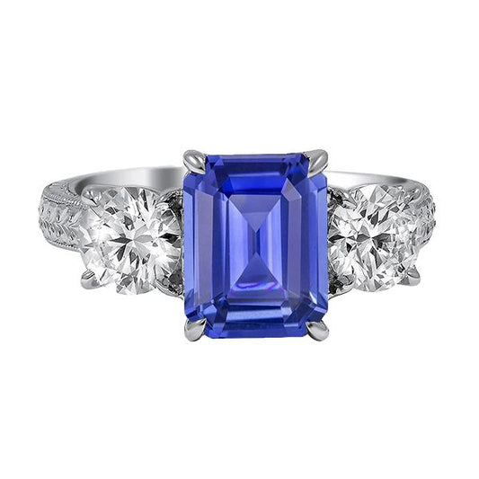 Diamant 3 Steine Smaragd Srilanka Saphir Ring Vintage Style 3 Karat - harrychadent.de