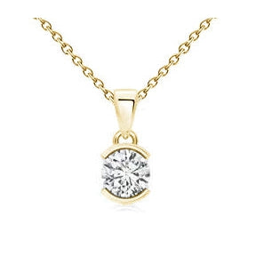 Diamant-Anhänger-Halskette mit Kette 1 Karat halbe Lünette Gelbgold