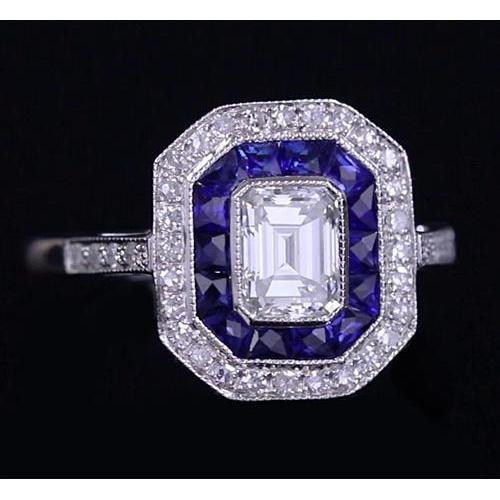 Diamant Antique Style Ring 4,50 Karat Blaue Saphire Damenschmuck - harrychadent.de