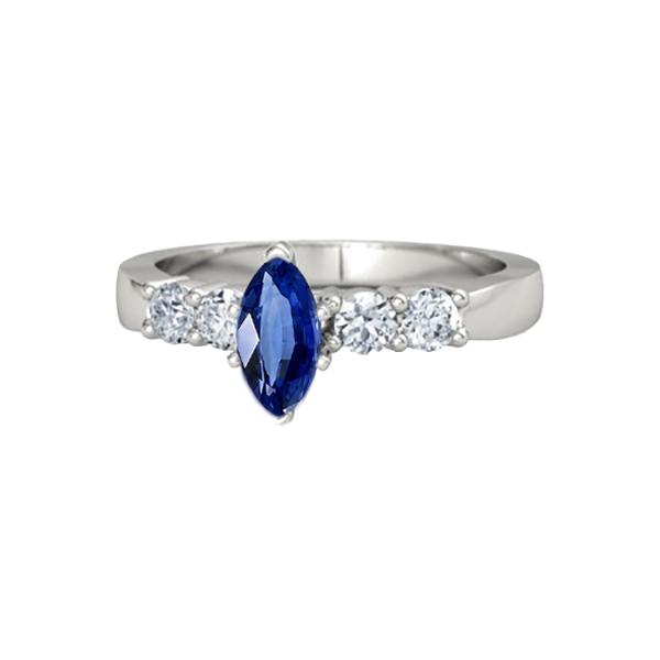 Diamant Blauer Saphir Ring Marquise & Runder Schmuck 1,50 Karat - harrychadent.de