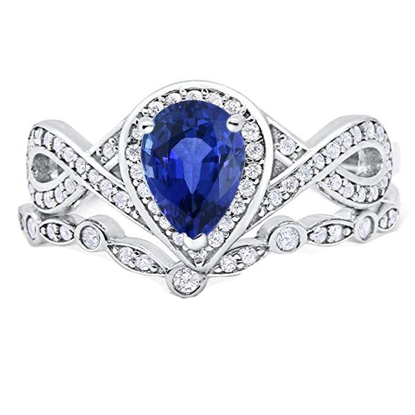 Diamant Ceylon Saphir Ehering Set Crown Style 3,50 Karat - harrychadent.de